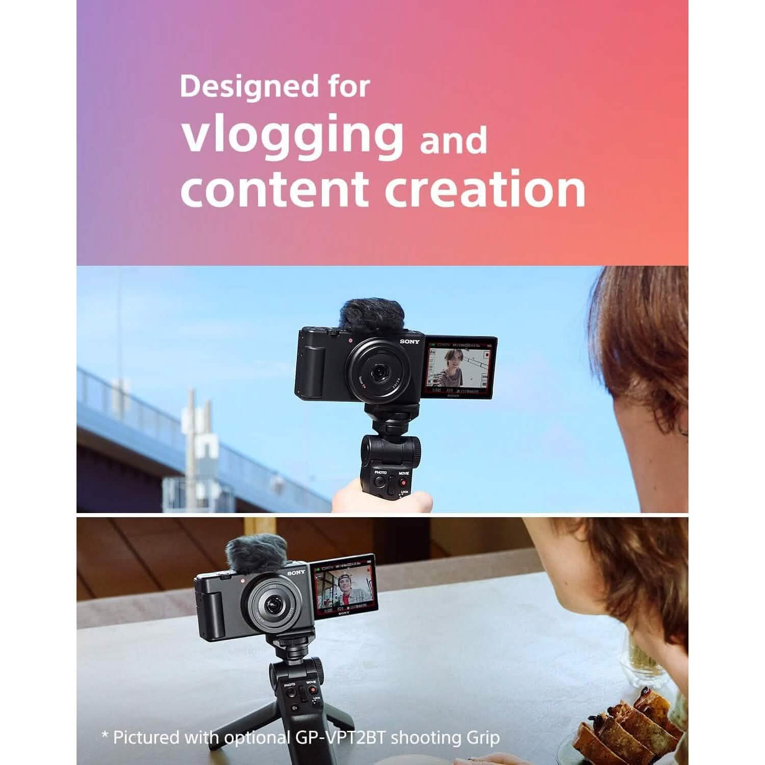 Sony ZV-1F Vlog Camera for Content Creators and Vloggers Black  (Refurbished) DailySale