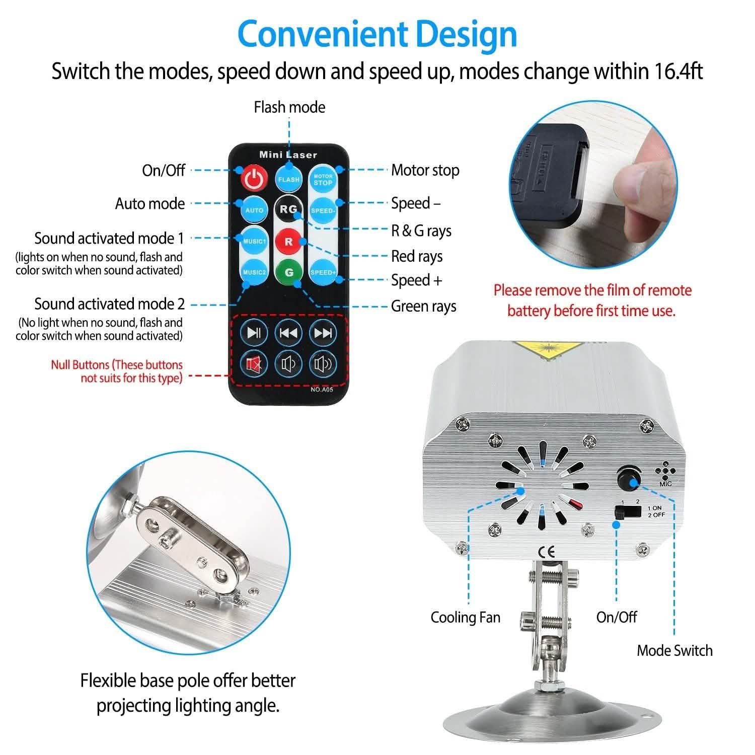 Sound Activated LED Projected Laser Patterns DailySale
