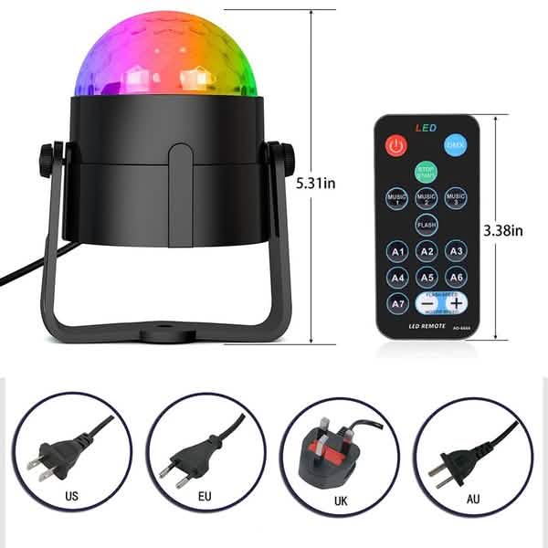 Sound Activated Rotating Disco Ball Party Lights Strobe Light DailySale