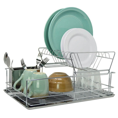 Space Saving Stainless Steel Chrome Dish Rack - Assorted Styles DailySale