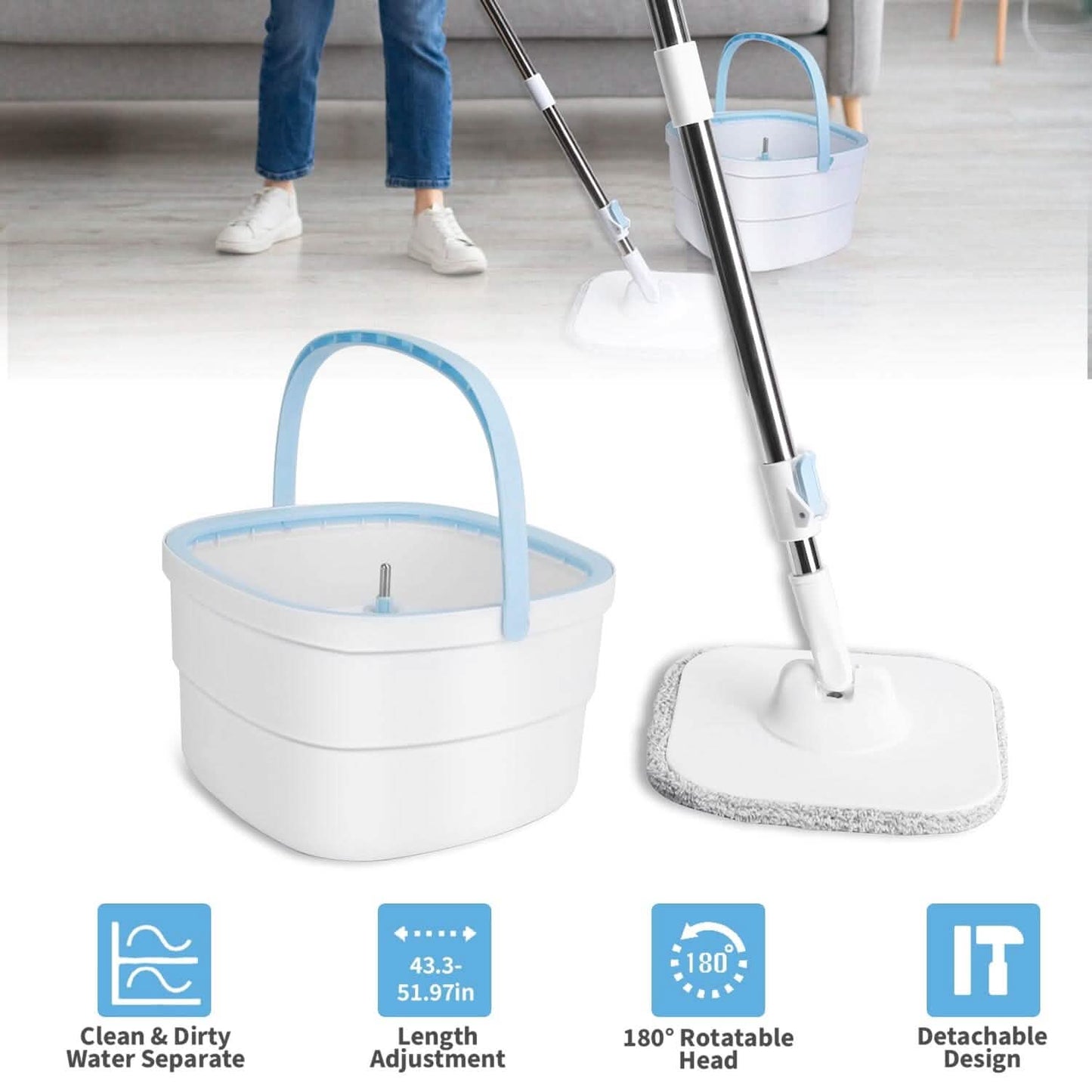 Spin Mop and Bucket with Wringer Set DailySale