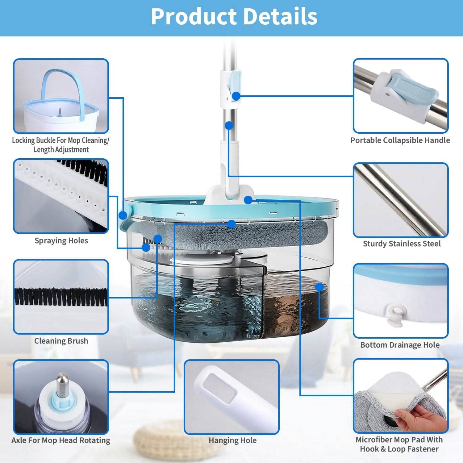 Spin Mop and Bucket with Wringer Set DailySale
