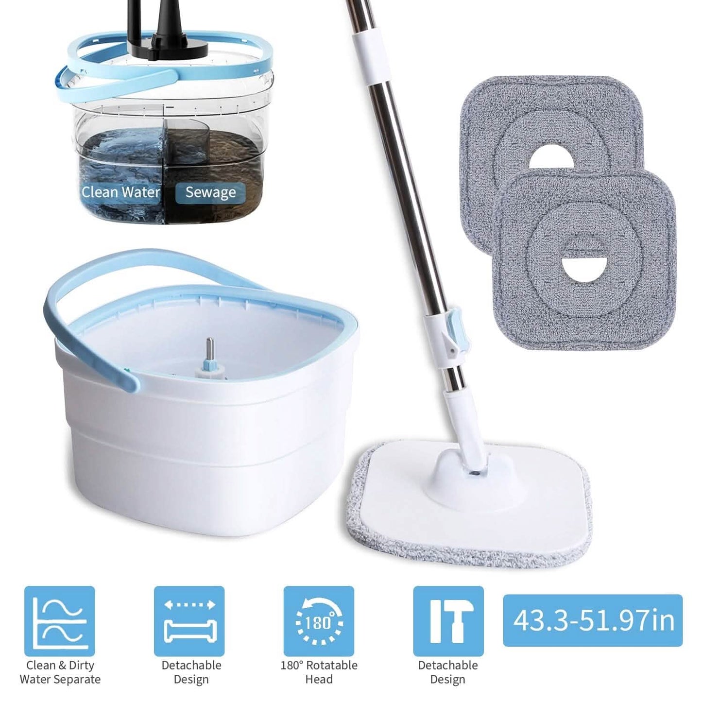 Spin Mop and Bucket with Wringer Set DailySale