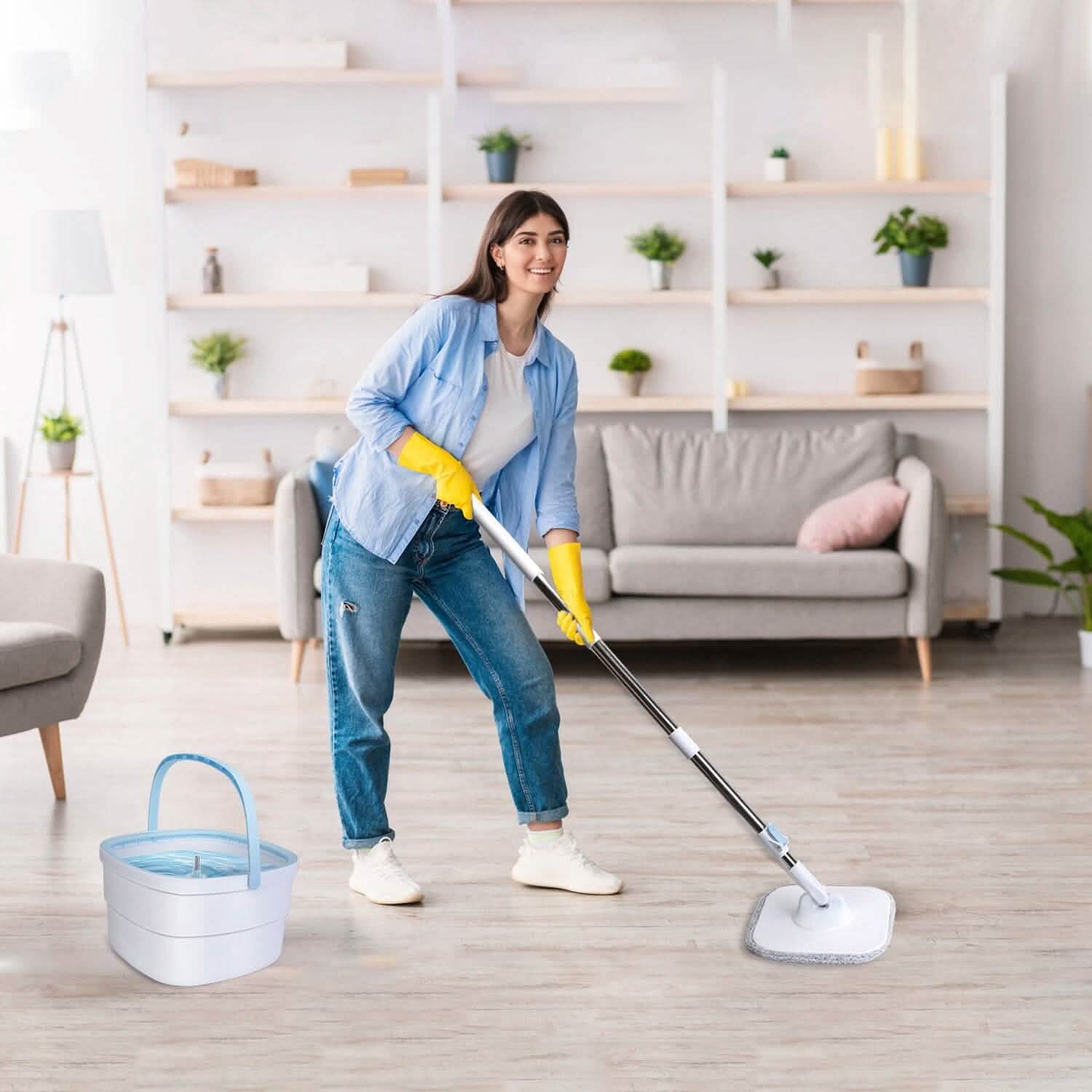 Spin Mop and Bucket with Wringer Set DailySale