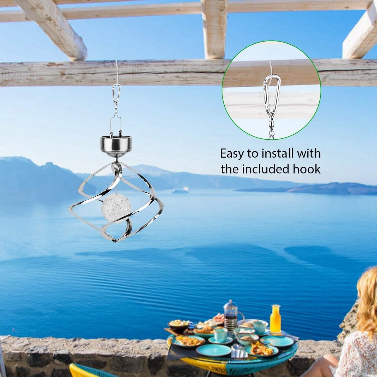 Spiral Spinner Solar Lights Wind Chime LED DailySale