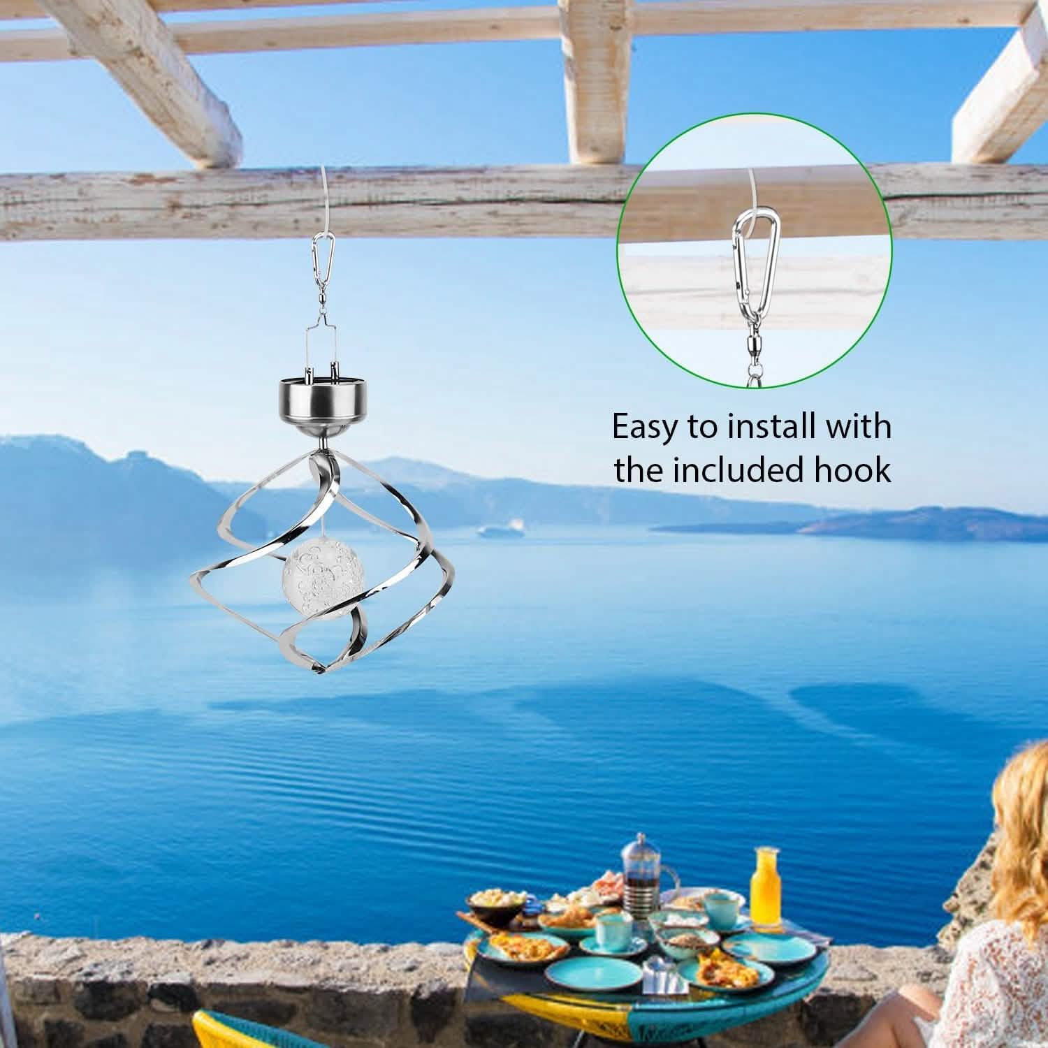 Spiral Spinner Solar Lights Wind Chime LED DailySale