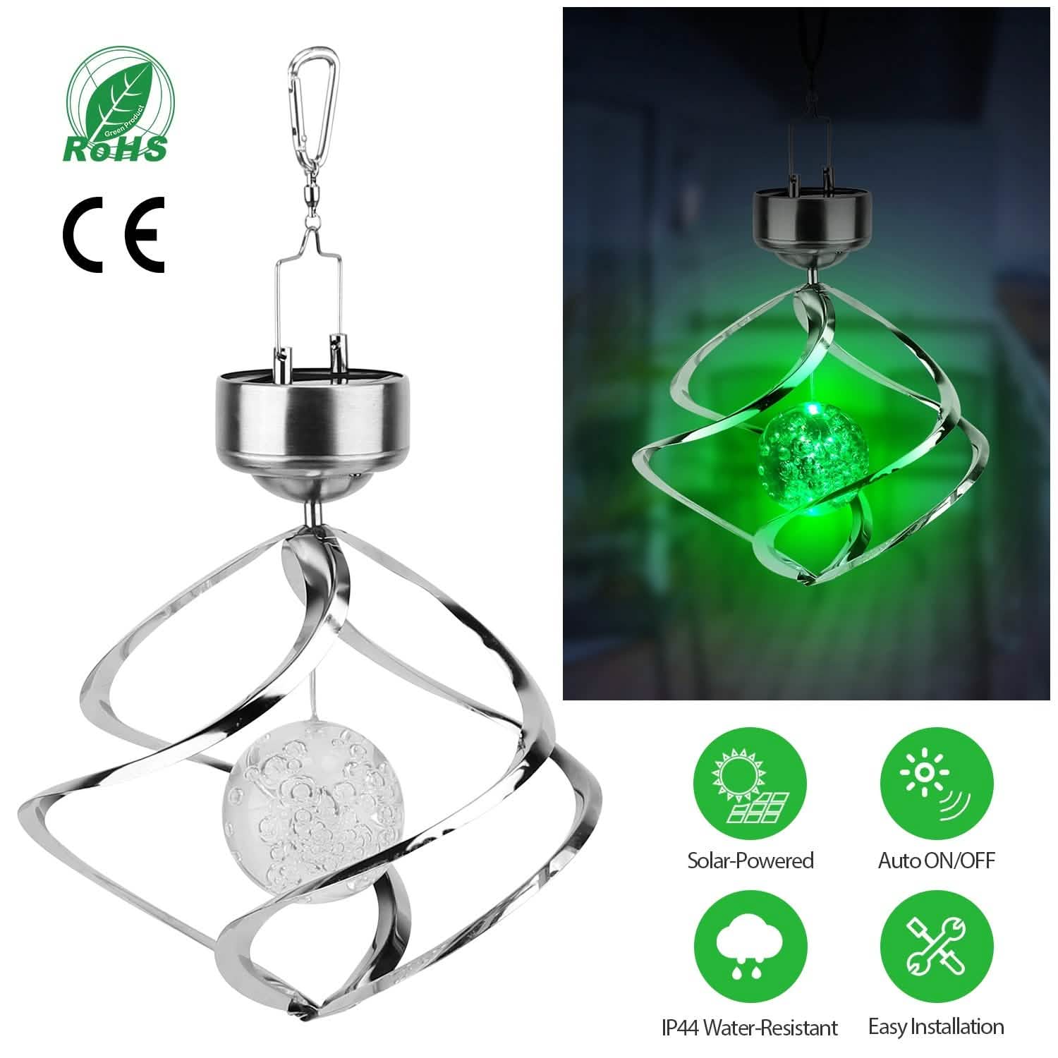 Spiral Spinner Solar Lights Wind Chime LED DailySale