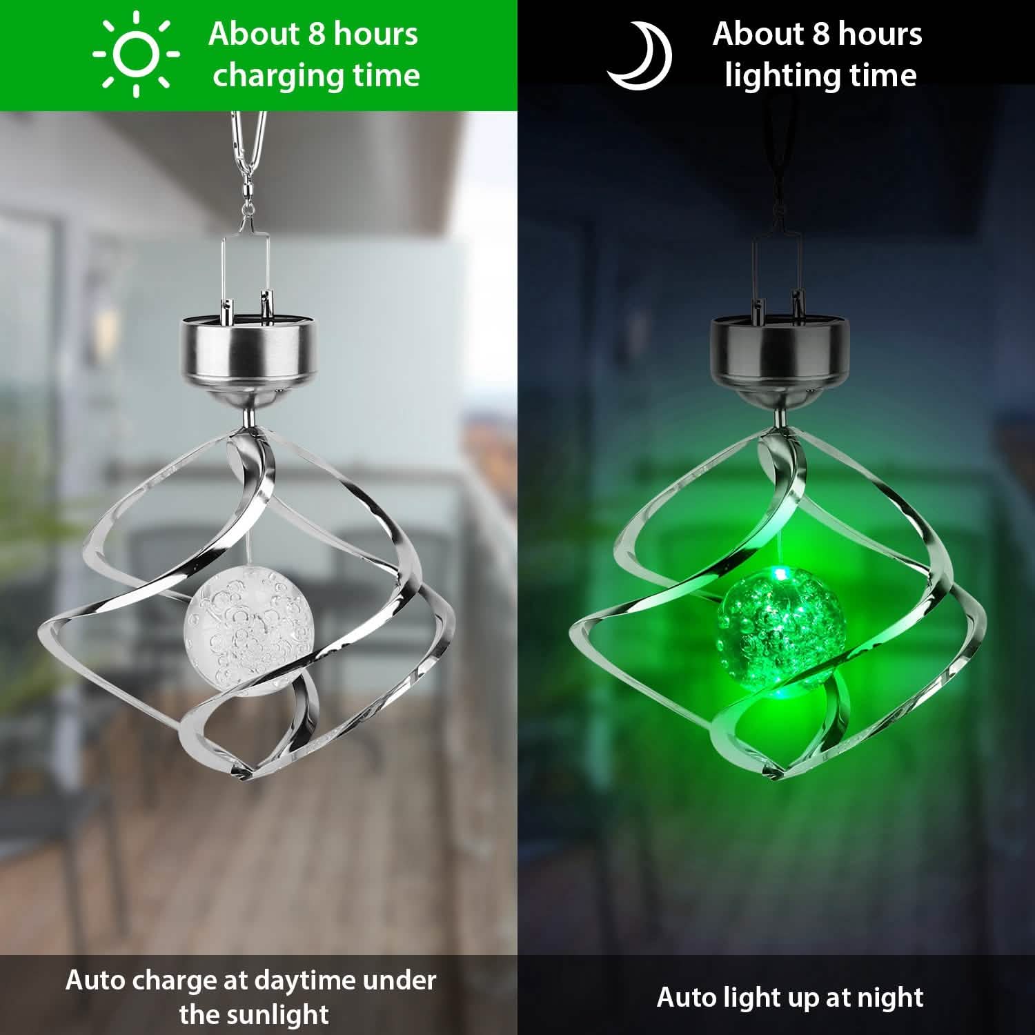 Spiral Spinner Solar Lights Wind Chime LED DailySale