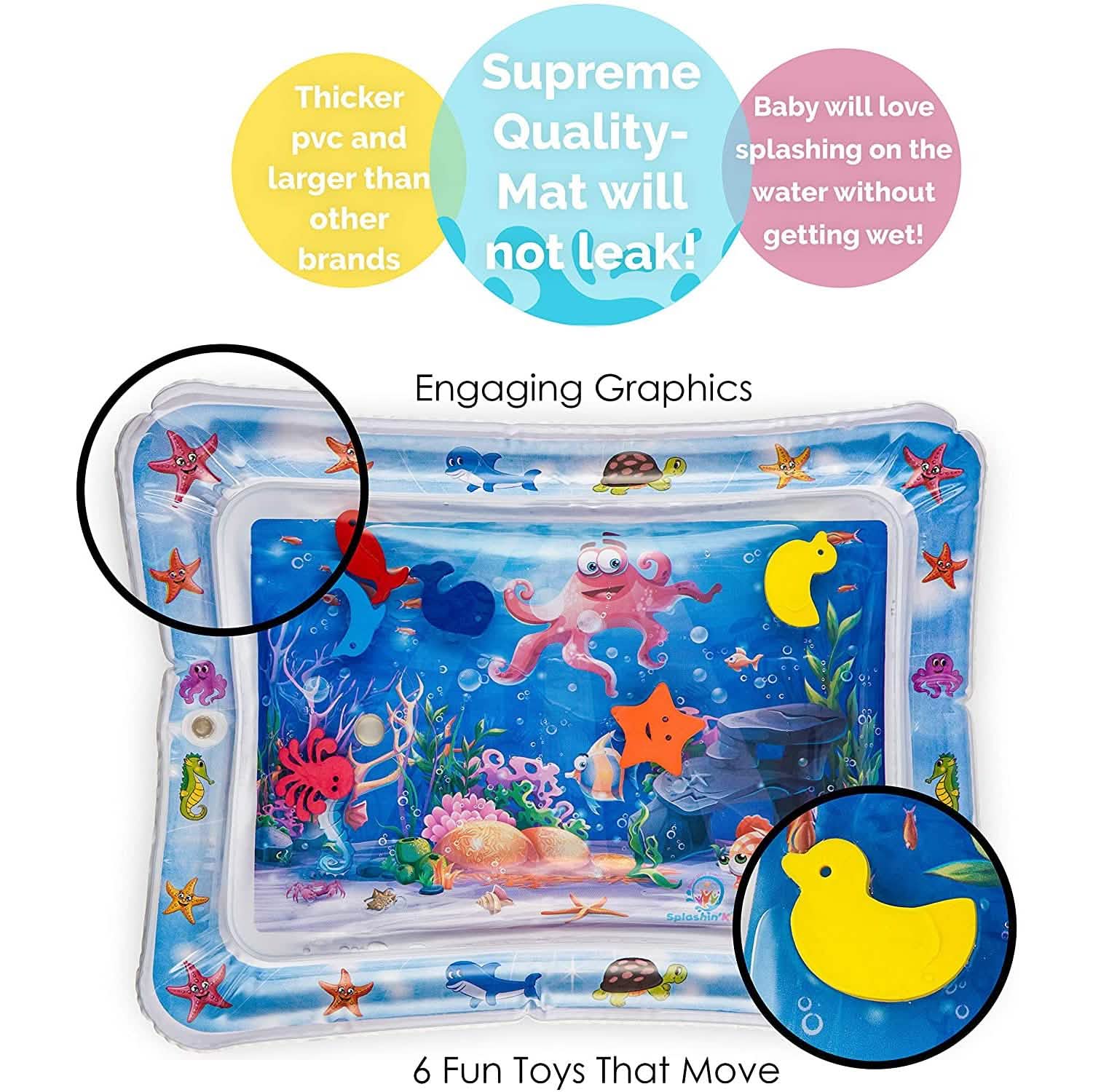 Splashin' Kids Inflatable Tummy Time Premium Water Mat Infants and Toddlers DailySale