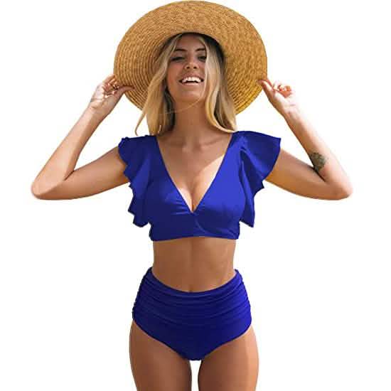 Sporlike Women Ruffle High Waist Swimsuit DailySale
