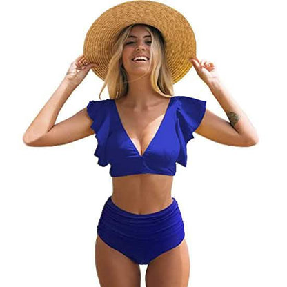 Sporlike Women Ruffle High Waist Swimsuit DailySale