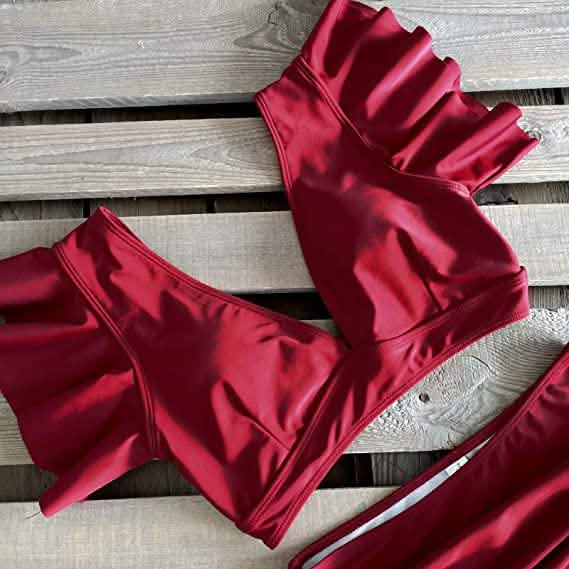 Sporlike Women Ruffle High Waist Swimsuit DailySale