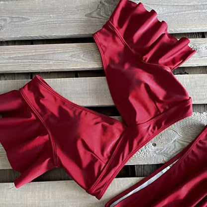 Sporlike Women Ruffle High Waist Swimsuit DailySale