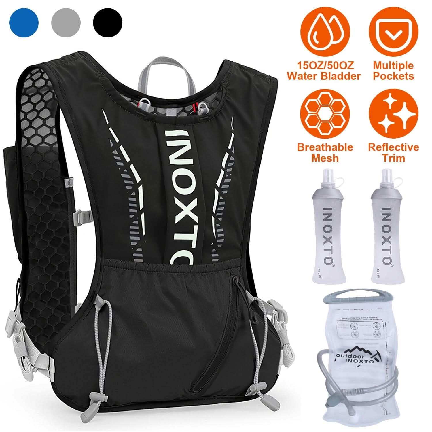Sport Hydration Vest Running Backpack with 15oz, 50oz Water Bladder DailySale