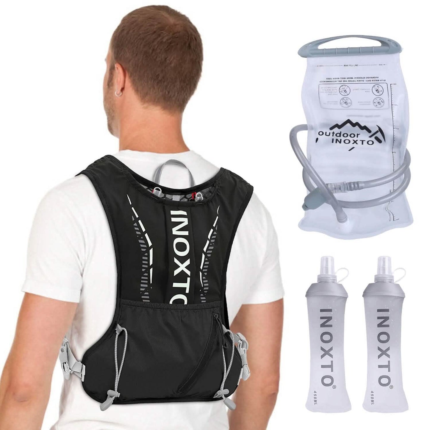 Sport Hydration Vest Running Backpack with 15oz, 50oz Water Bladder DailySale