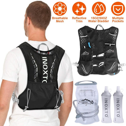 Sport Hydration Vest Running Backpack with 15oz, 50oz Water Bladder DailySale