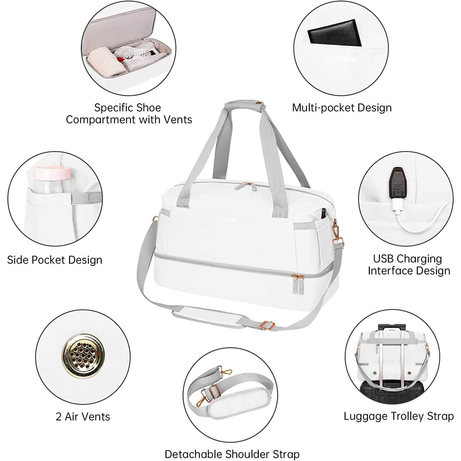 Sports Travel Duffel Bag with USB Charging Port DailySale