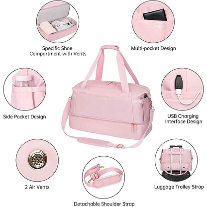 Sports Travel Duffel Bag with USB Charging Port DailySale