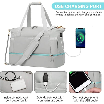 Sports Travel Duffel Bag with USB Charging Port DailySale