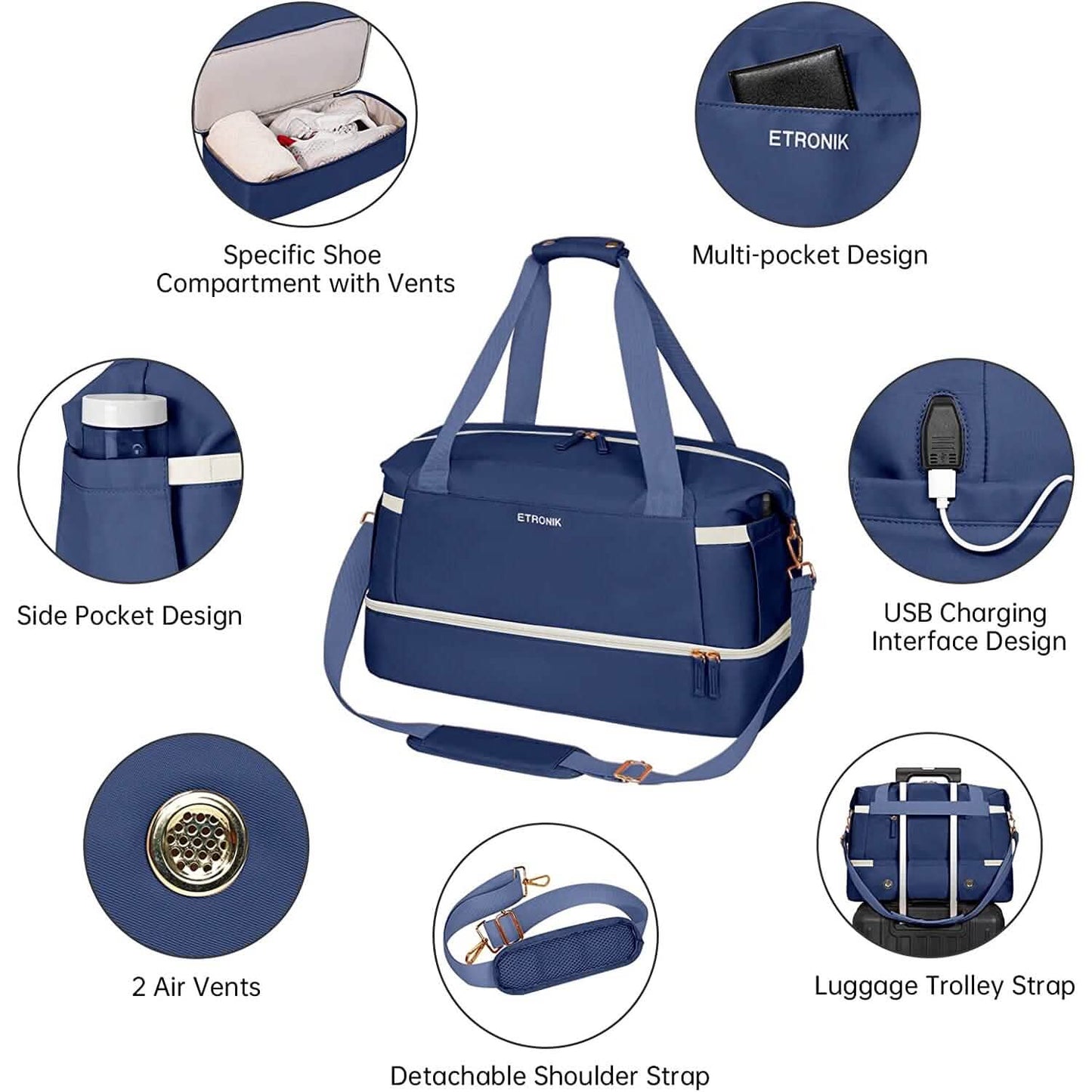 Sports Travel Duffel Bag with USB Charging Port DailySale