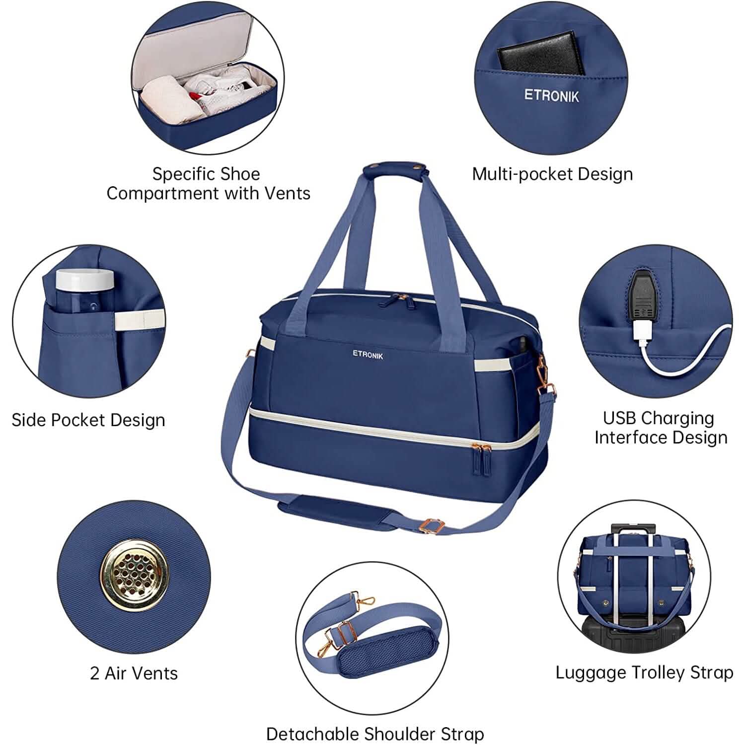 Sports Travel Duffel Bag with USB Charging Port DailySale