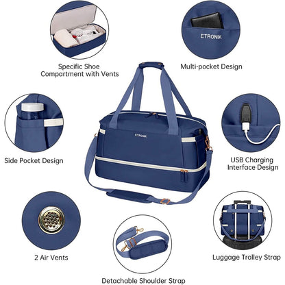 Sports Travel Duffel Bag with USB Charging Port DailySale