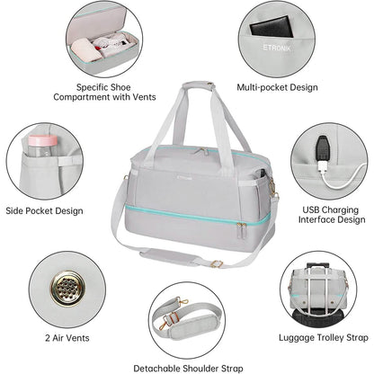 Sports Travel Duffel Bag with USB Charging Port DailySale