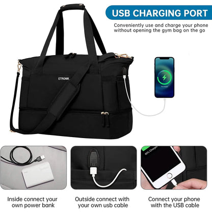 Sports Travel Duffel Bag with USB Charging Port DailySale