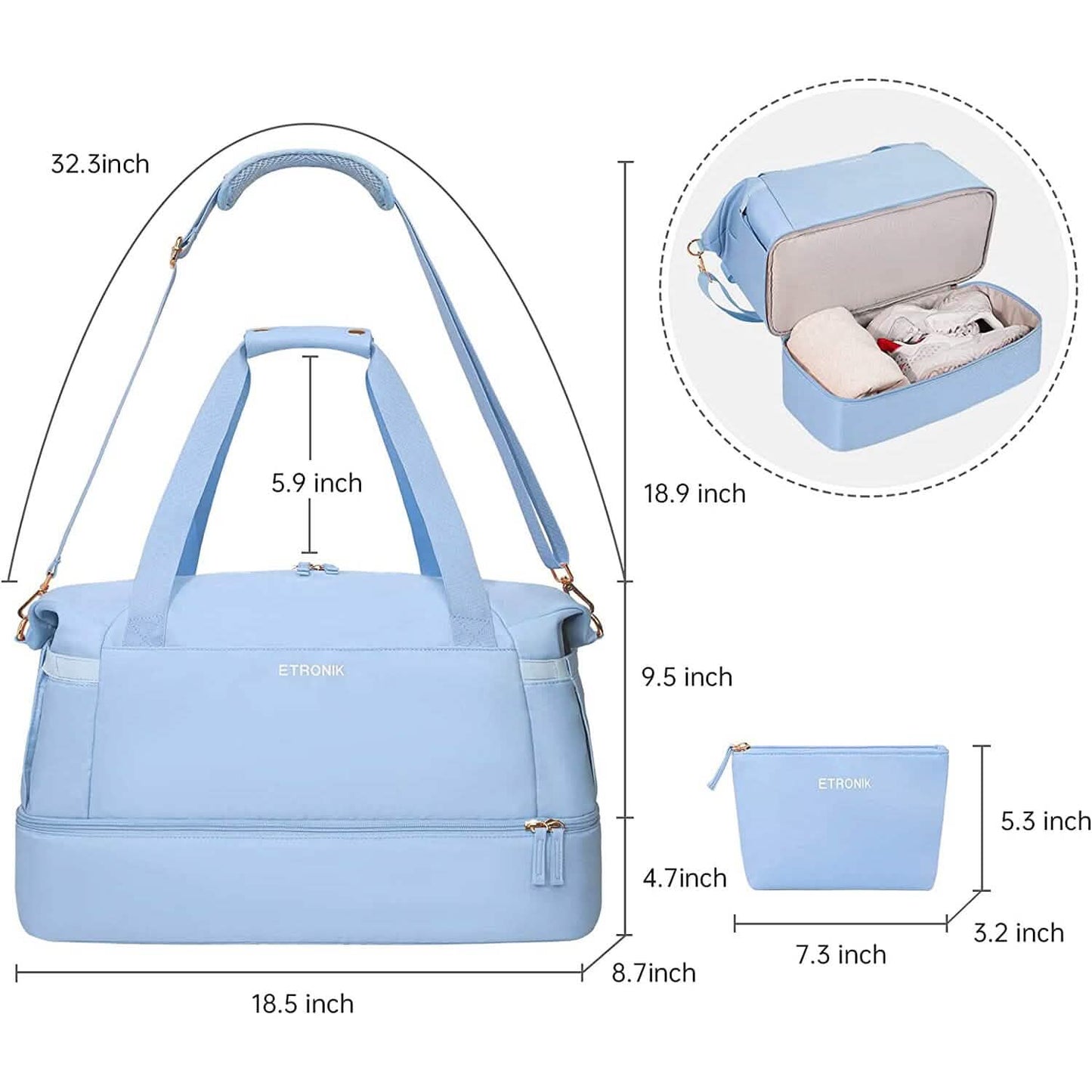 Sports Travel Duffel Bag with USB Charging Port DailySale
