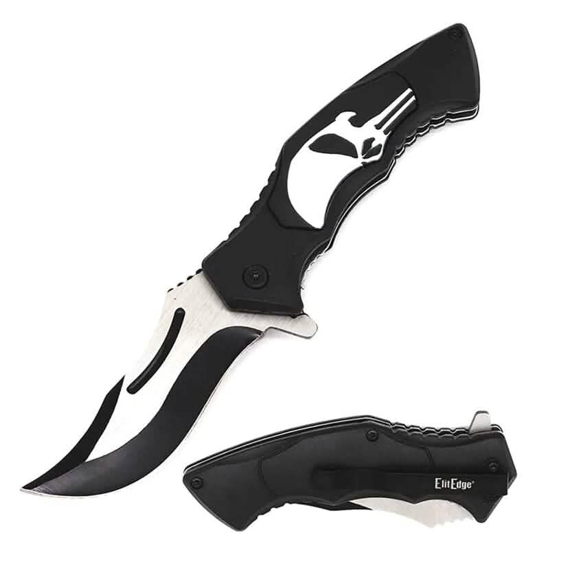 Spring Assisted Punisher Skull Knife DailySale
