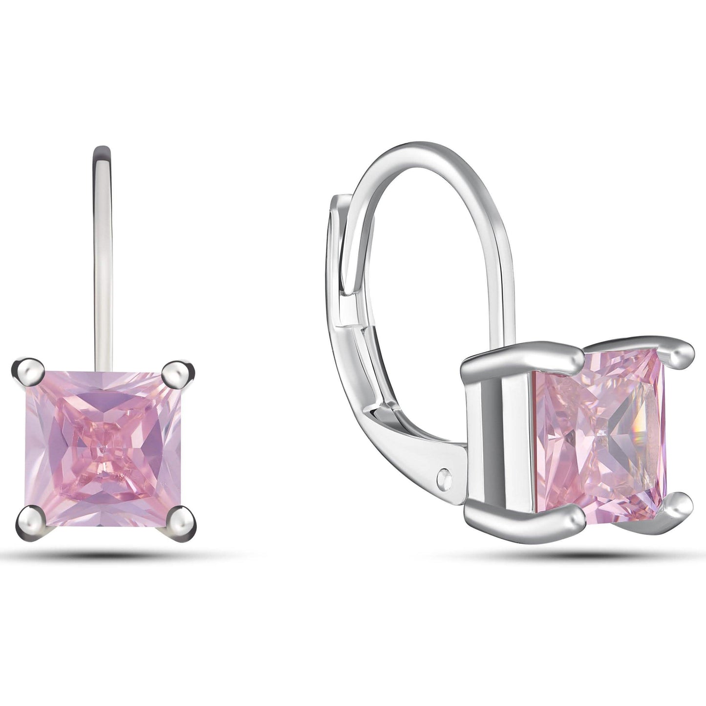 Square Cut Gemstone Leverback Earrings DailySale