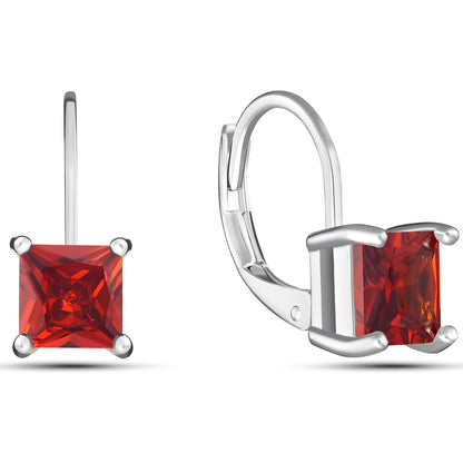 Square Cut Gemstone Leverback Earrings DailySale