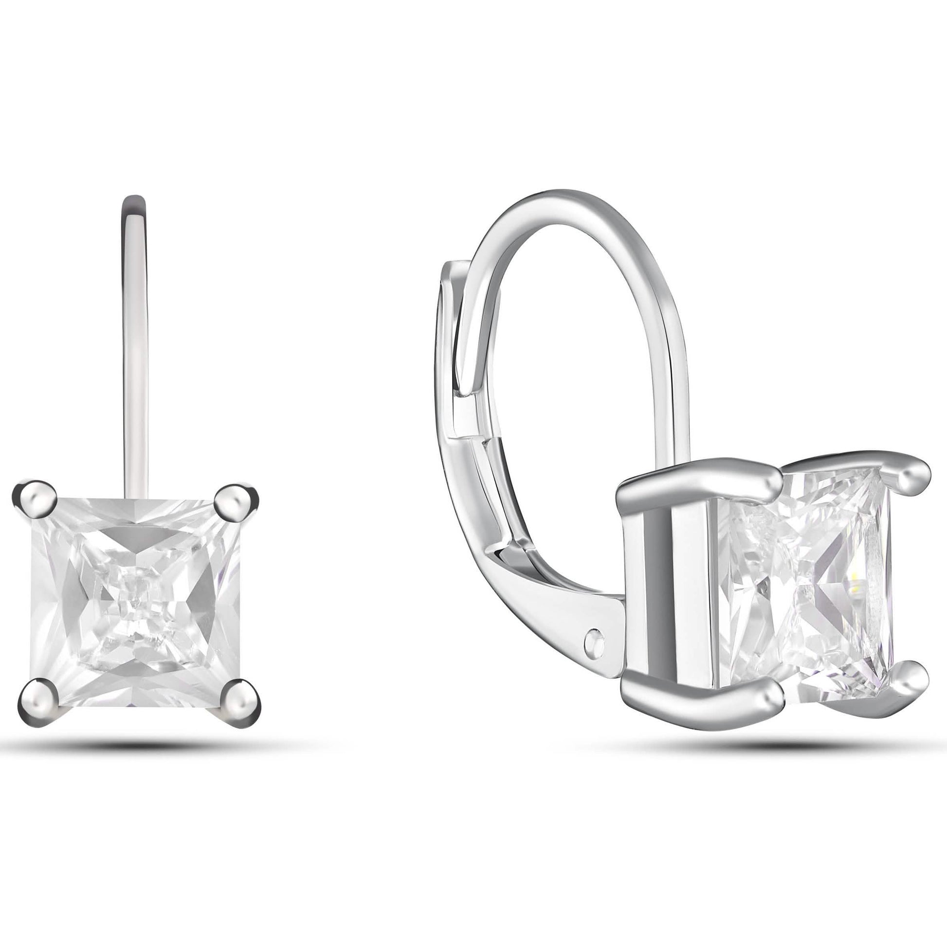 Square Cut Gemstone Leverback Earrings DailySale