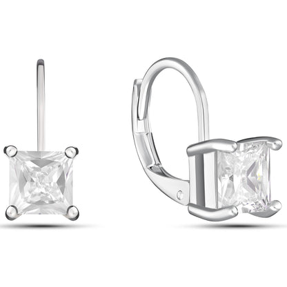 Square Cut Gemstone Leverback Earrings DailySale