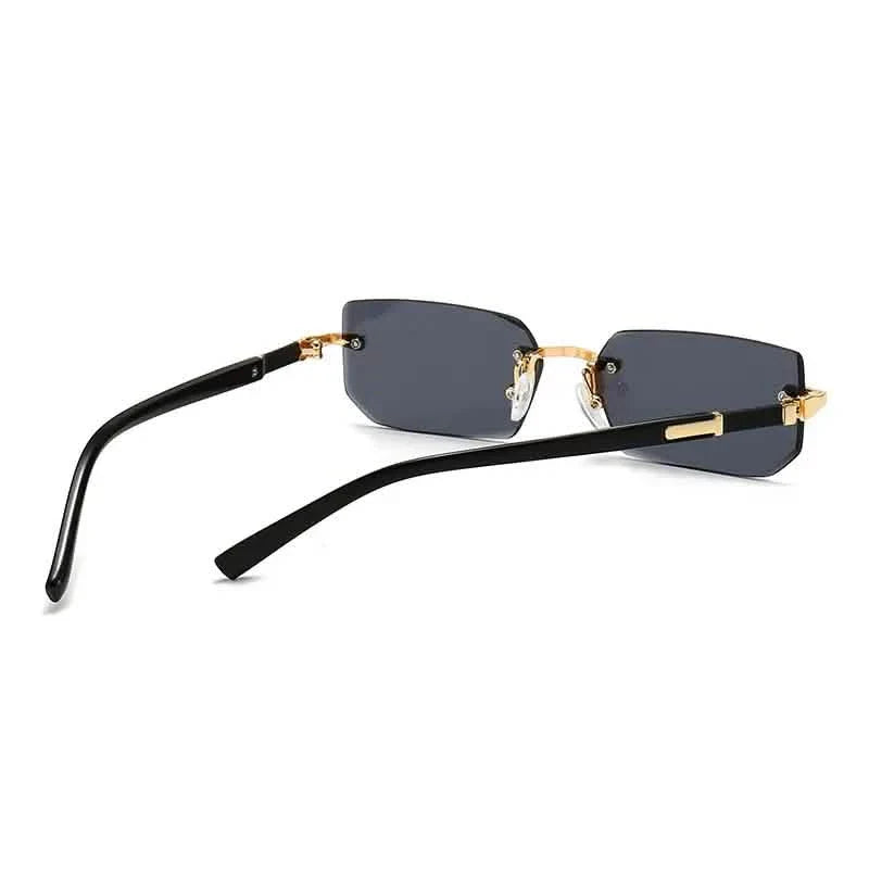 Square Rimless Vintage Sunglasses Stylish Design Golden Frame Black Hip Hop Sunglasses DailySale