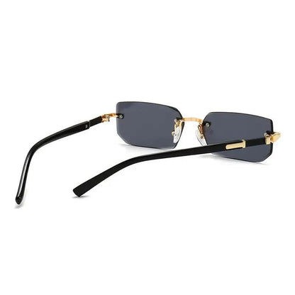 Square Rimless Vintage Sunglasses Stylish Design Golden Frame Black Hip Hop Sunglasses DailySale
