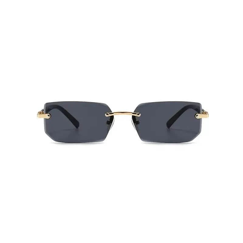 Square Rimless Vintage Sunglasses Stylish Design Golden Frame Black Hip Hop Sunglasses DailySale