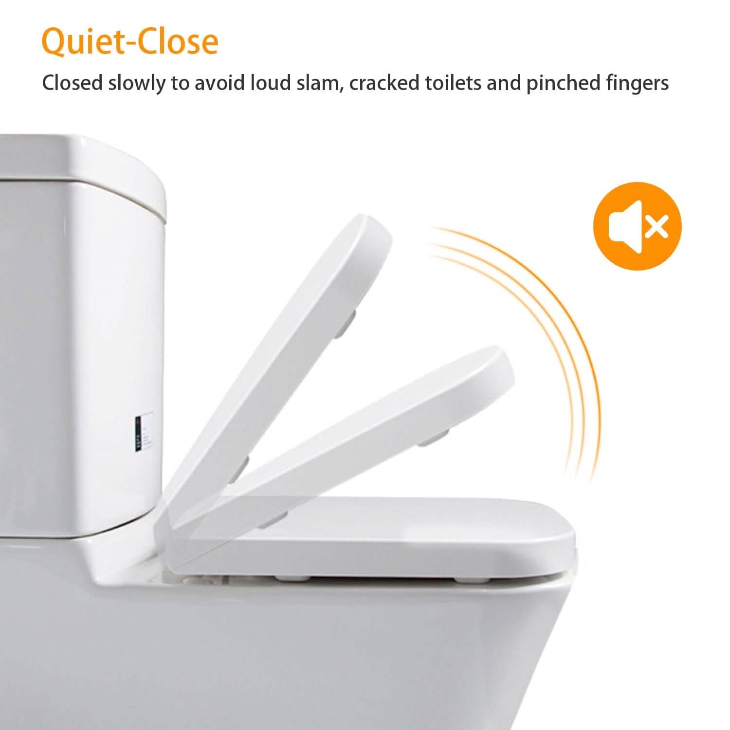 Square Toilet Seat with Grip-Tight Seat Bumpers DailySale