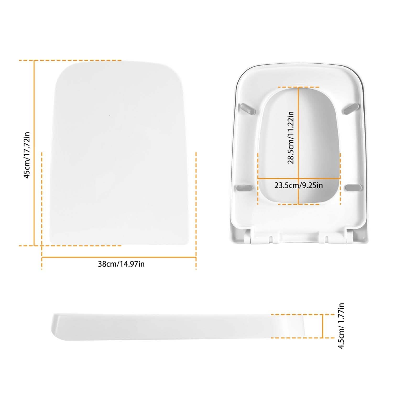 Square Toilet Seat with Grip-Tight Seat Bumpers DailySale
