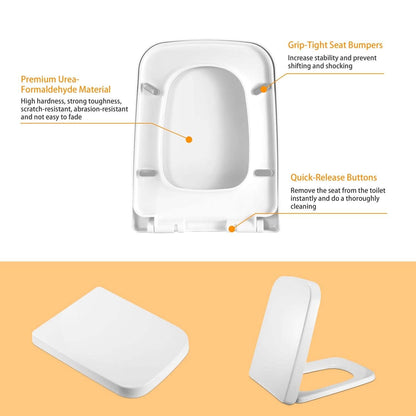Square Toilet Seat with Grip-Tight Seat Bumpers DailySale