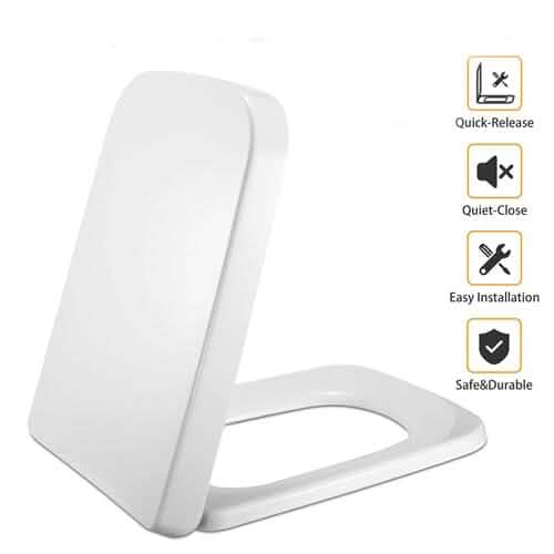 Square Toilet Seat with Grip-Tight Seat Bumpers DailySale