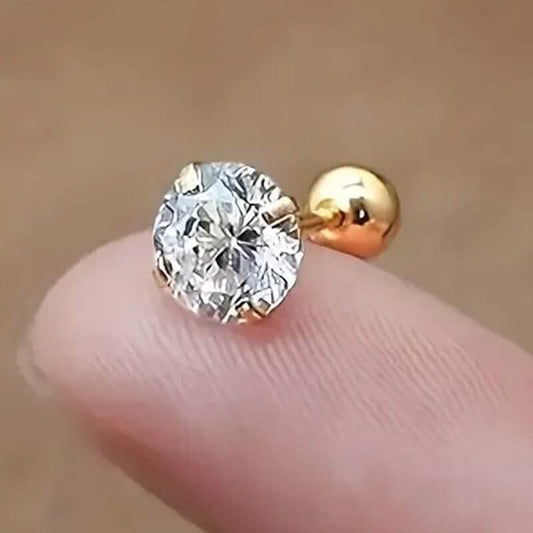 Stainless Steel 18K Gold Four-Claw Twisted Ball Zirconia Earrings DailySale