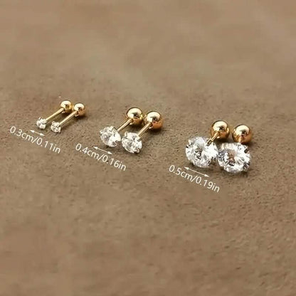 Stainless Steel 18K Gold Four-Claw Twisted Ball Zirconia Earrings DailySale