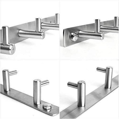 Stainless Steel 24" Wall Mounted Rack with 8 Hooks - Silver DailySale