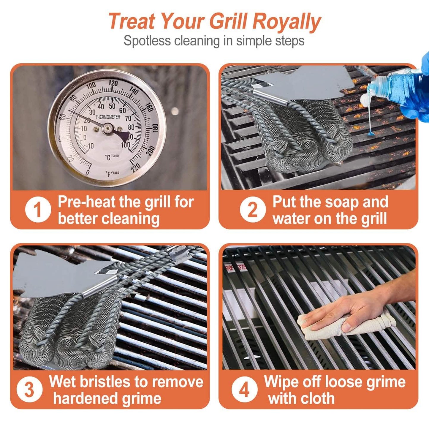 Stainless Steel BBQ Grill Cleaning Brush DailySale