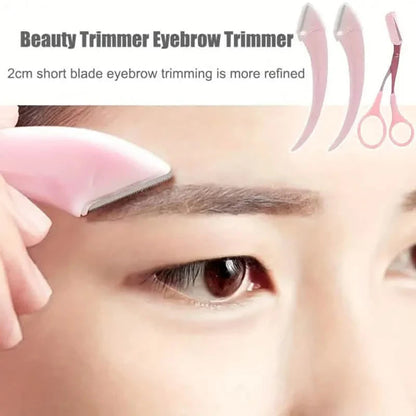 Stainless Steel Eyebrow Trimmer Set, Curved Eyebrow Razor and Scissors With Comb DailySale