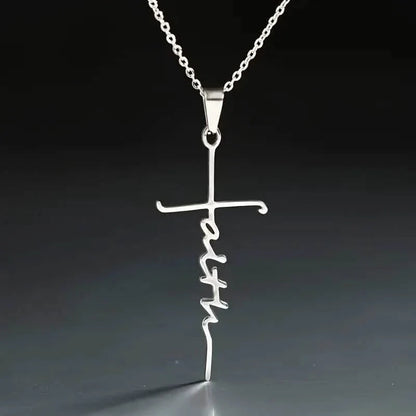 Stainless Steel Faith Word Church Prayer Religious Pendant Necklace DailySale