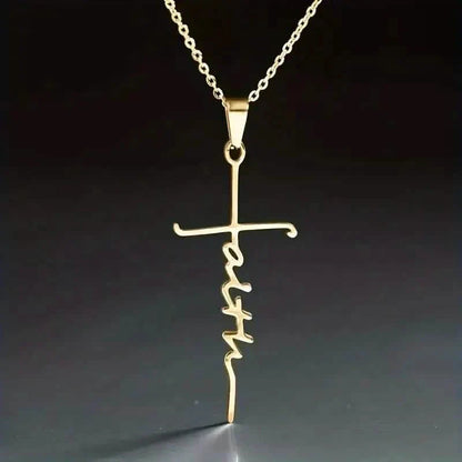 Stainless Steel Faith Word Church Prayer Religious Pendant Necklace DailySale