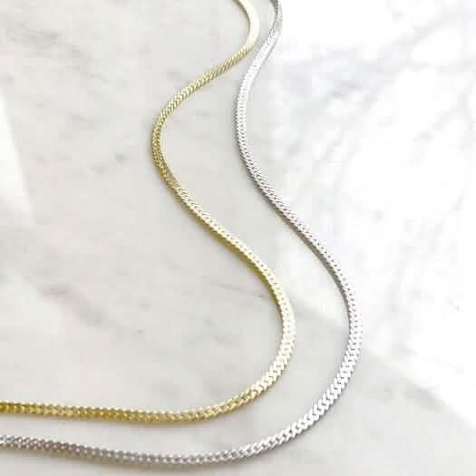 Stainless Steel Flat Snake Bone Chain Necklace DailySale