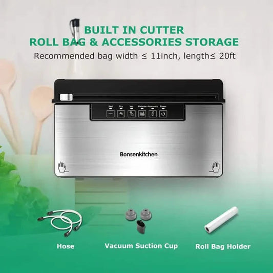 Stainless Steel Food Vacuum Sealer with Built-in Cutter DailySale